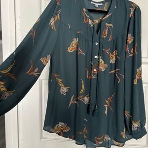 Slate blue/grey blouse with gorgeous print